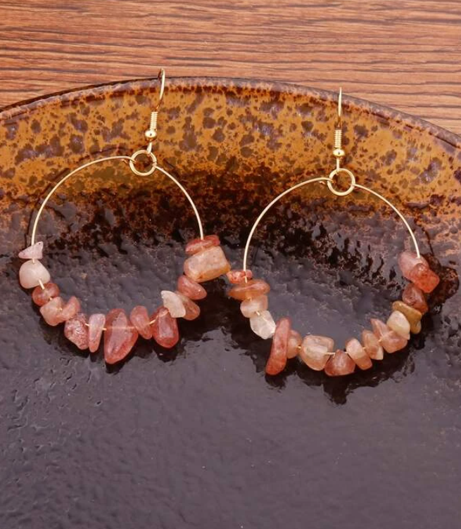 Pendientes de Aro con Piedras Naturales