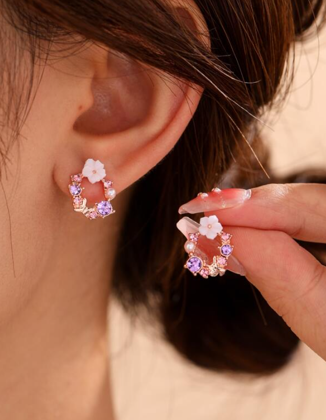 Pendientes Aro con Perlas y Detalles Multicolor