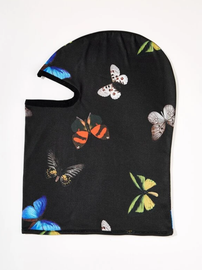 Pasamontañas con Diseño de Mariposas en Naranja y Negro