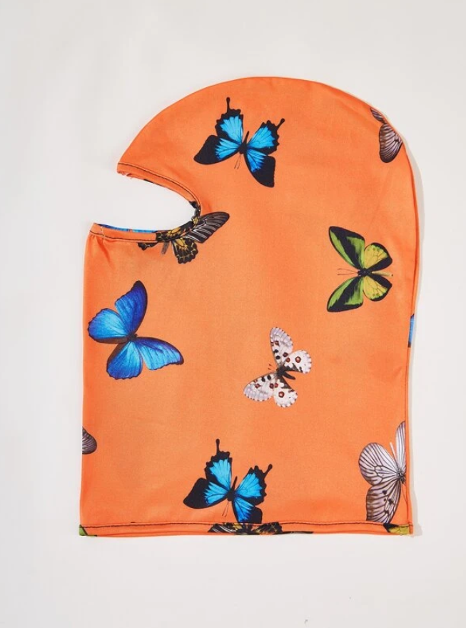 Pasamontañas con Diseño de Mariposas en Naranja y Negro