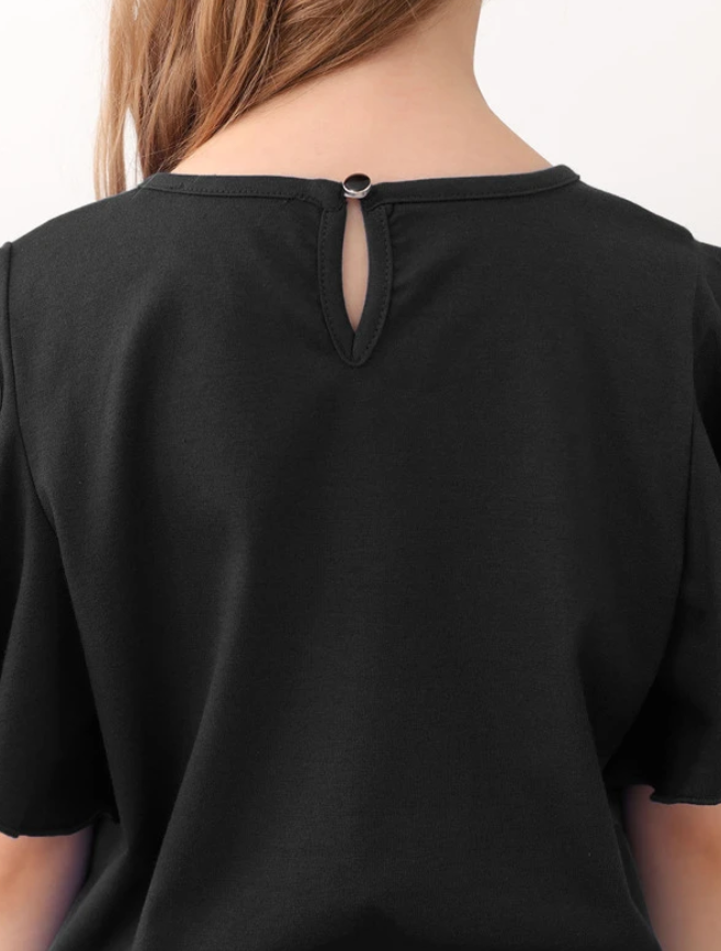 Blusa Infantil con Volantes en Mangas - Color Negro