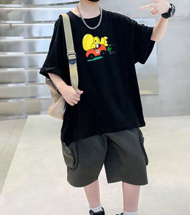 Camiseta Oversize con Estampado Divertido - Color Negro