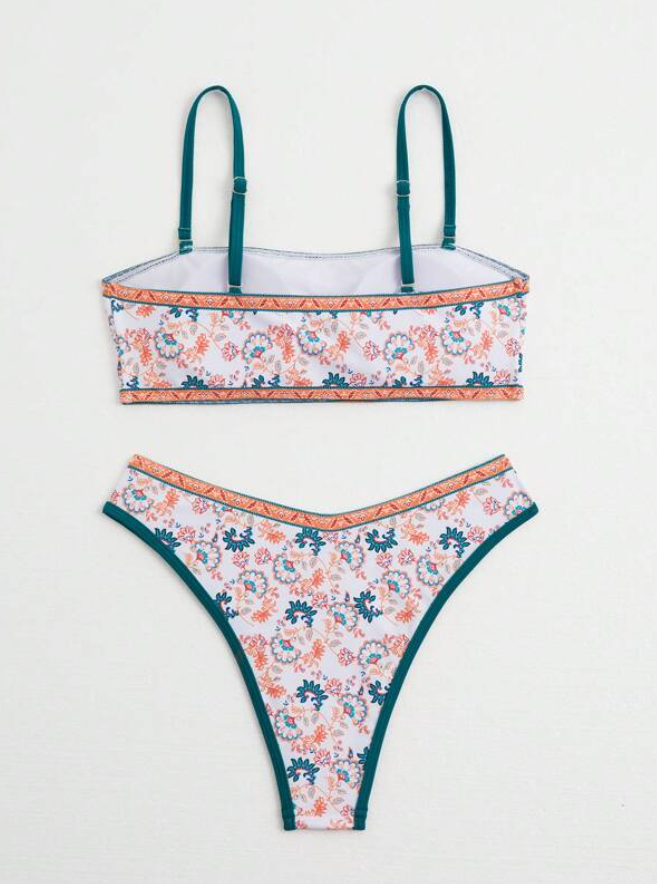 Bikini Floral de Tirantes Finos - Estilo Bohemio