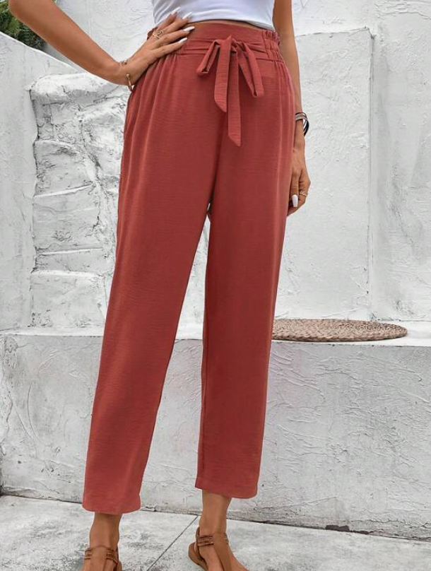 Pantalón Casual de Talle Alto con Lazo 🍂✨