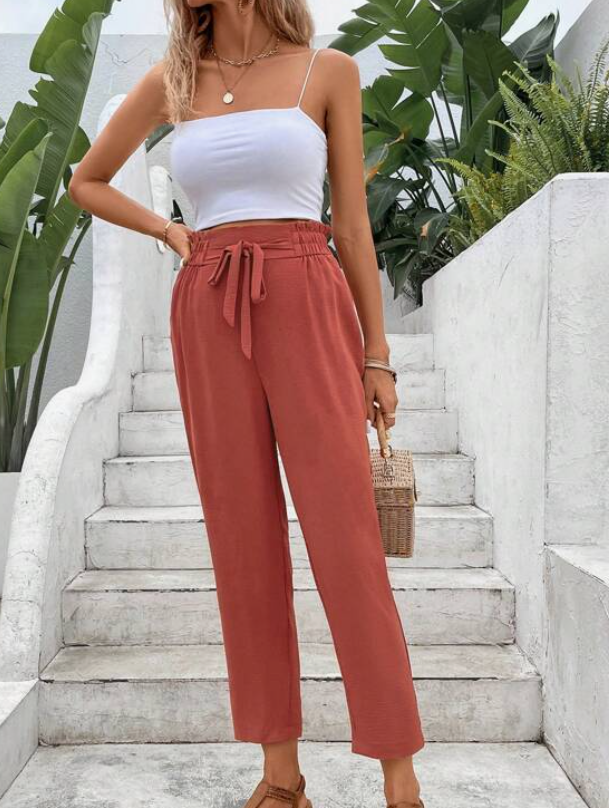 Pantalón Casual de Talle Alto con Lazo 🍂✨