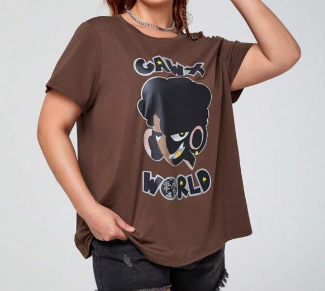 Camiseta Oversize Marrón con Estampado Urbano ✨