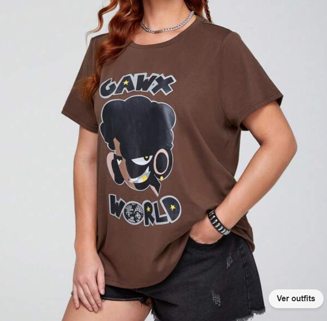 Camiseta Oversize Marrón con Estampado Urbano ✨