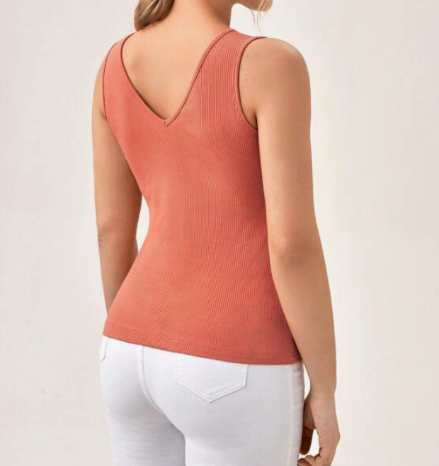 Top de Maternidad con Escote en V en Rosa Coral