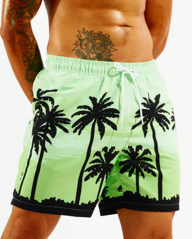 Short de Playa con Estampado de Palmeras 🌴🏖️