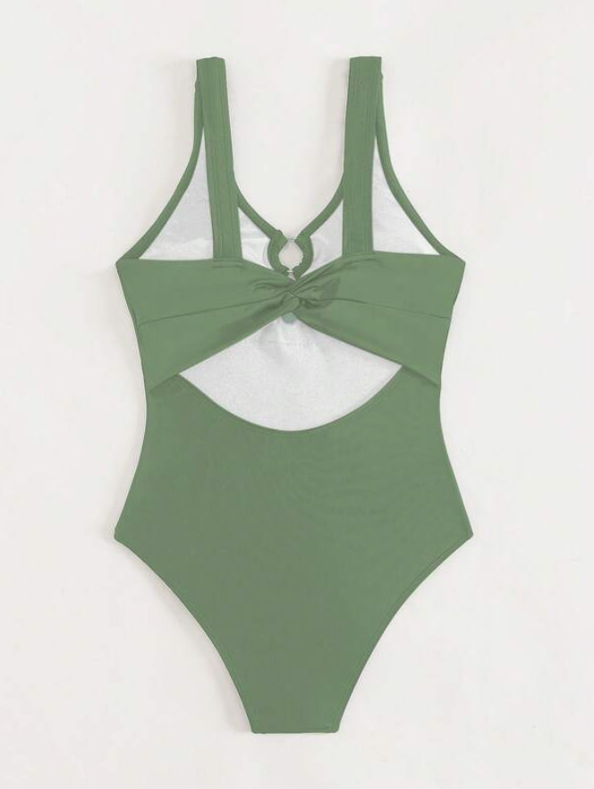 Traje de Baño Entero Verde Militar con Detalle de Abertura ✨