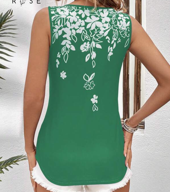 Tank Top Verde con Estampado Floral ✨