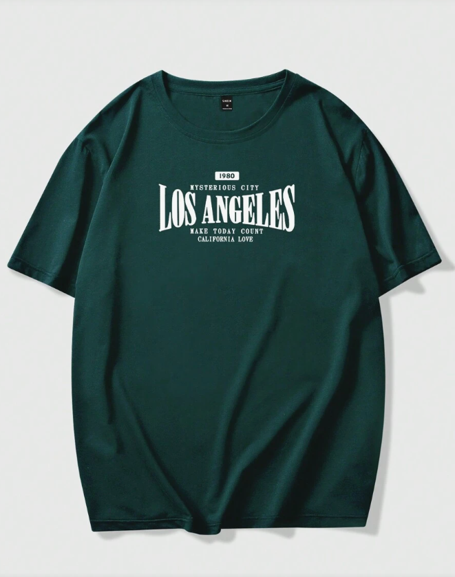 🏙️ Polera Oversize “Los Angeles” – Verde Oscuro