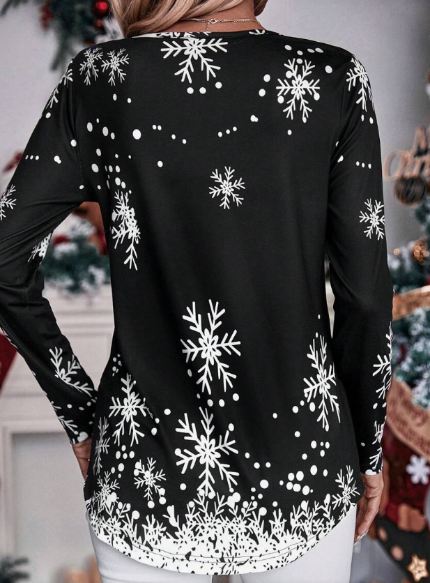 ❄️ Blusa Estampada de Copos de Nieve