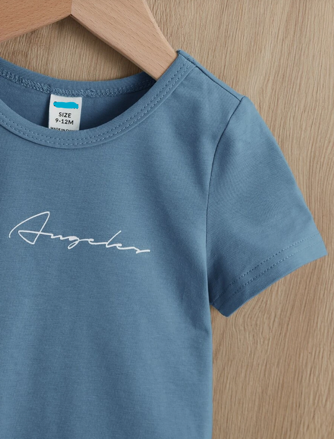 Set de Camiseta y Shorts Deportivos para Chicos - Neblina Azul