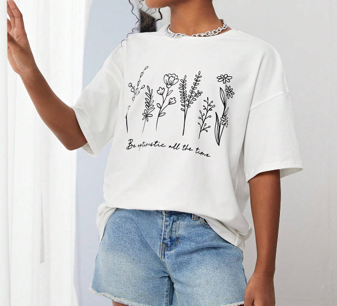 🌸 Polera Oversized "Be Optimistic" – Estilo Natural y Positivo