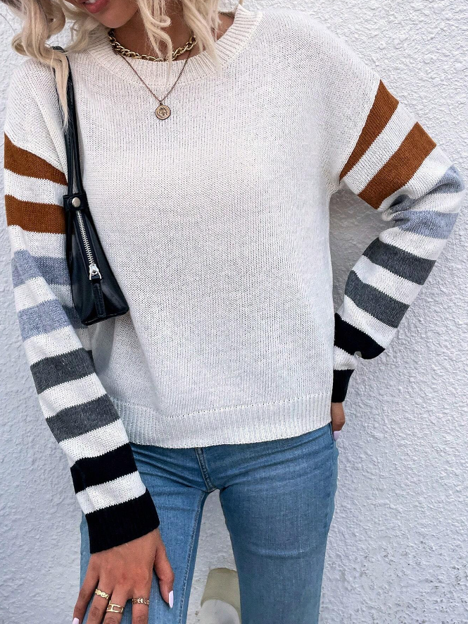 🍂 Sweater Rayado de Lana Peinada – Estilo Casual y Cómodo