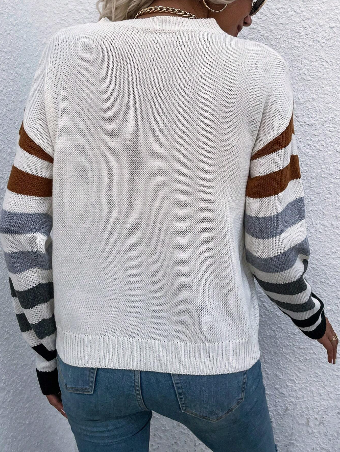 🍂 Sweater Rayado de Lana Peinada – Estilo Casual y Cómodo
