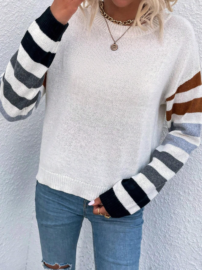 🍂 Sweater Rayado de Lana Peinada – Estilo Casual y Cómodo