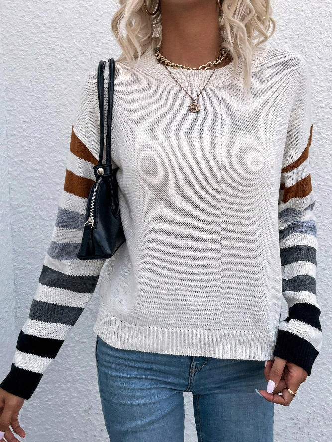 🍂 Sweater Rayado de Lana Peinada – Estilo Casual y Cómodo