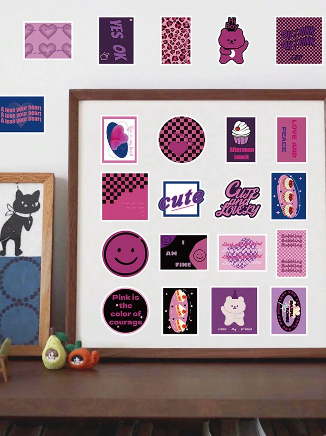 Set de Pegatinas Estilo Retro Rosado