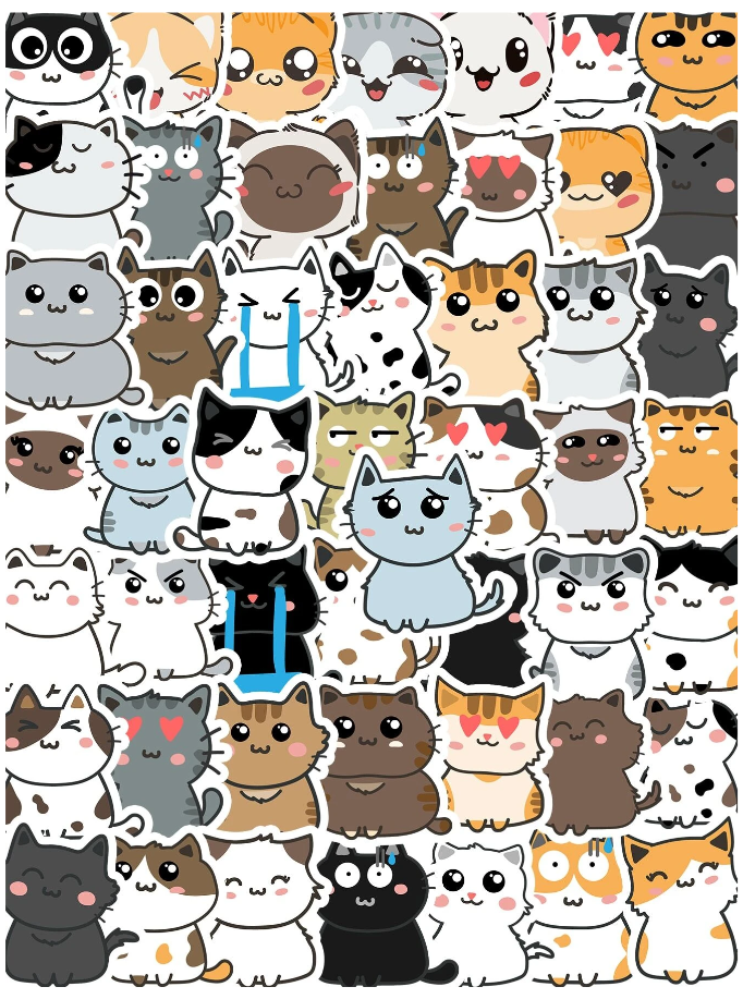 Set de Pegatinas de Gatos Adorables