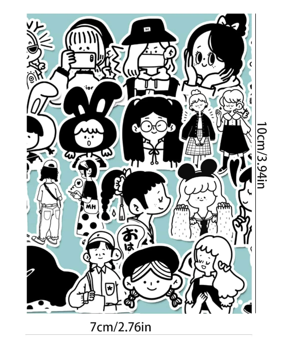 Adhesivos de Ilustraciones en Blanco y Negro