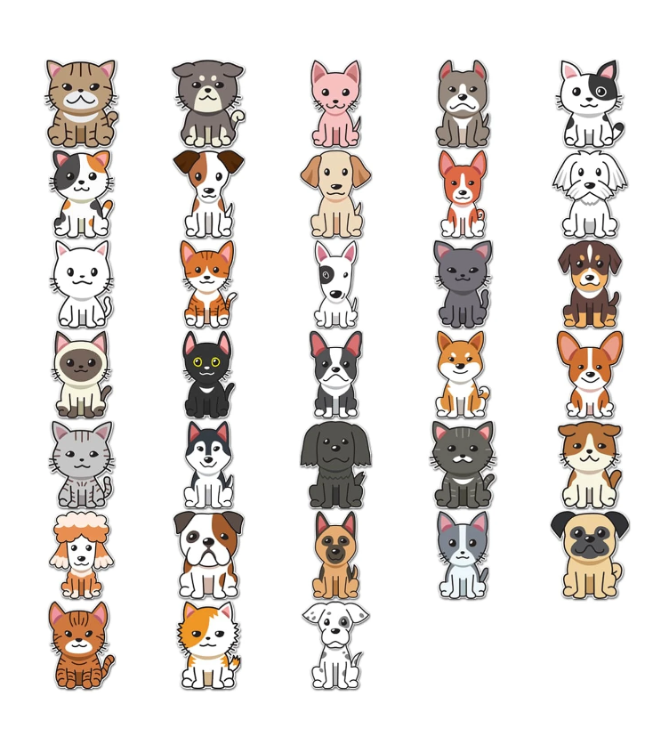 Set de Pegatinas de Mascotas Adorables