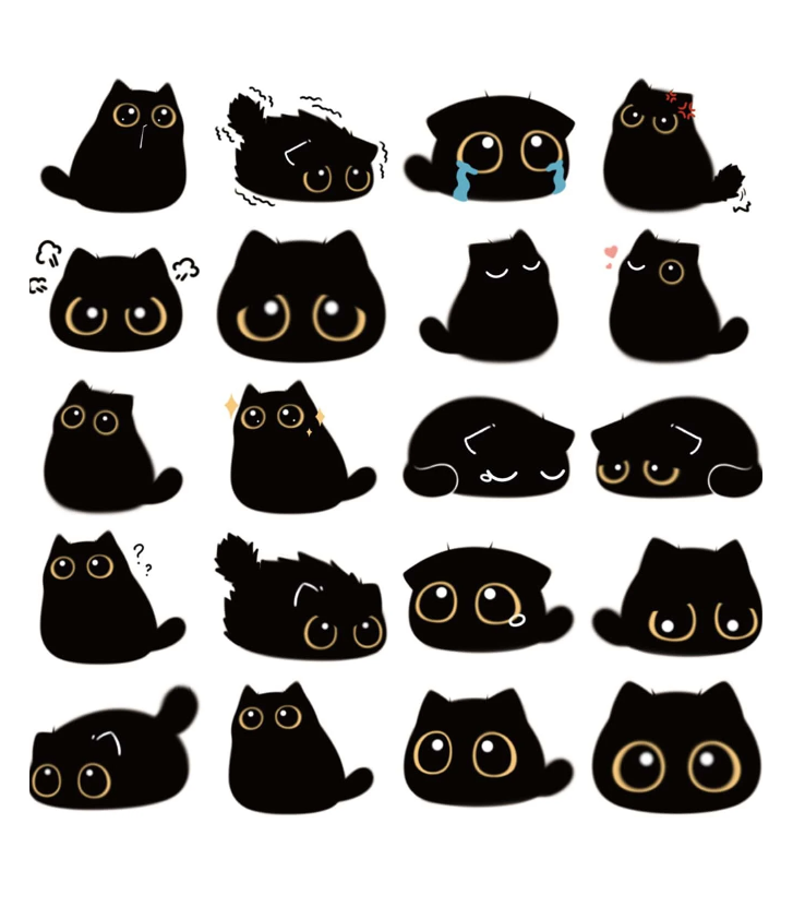 Set de Pegatinas de Gatos Negros