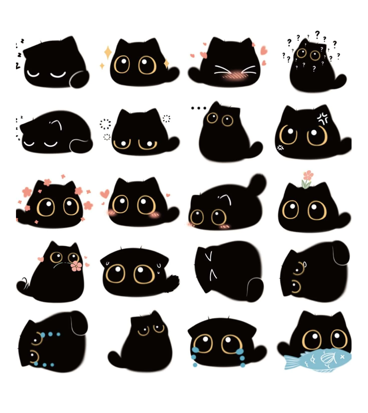 Set de Pegatinas de Gatos Negros