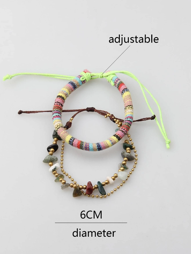 Pulseras Bohemias de Hilo y Piedras Naturales - Venta Individual