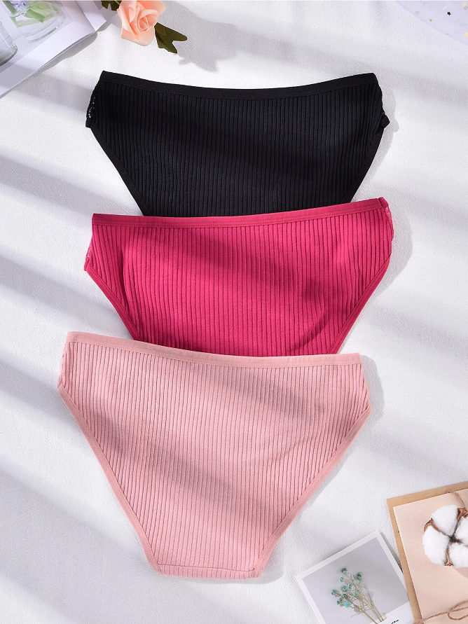 Set de 3 Bragas de Algodón con Detalle de Encaje ✨