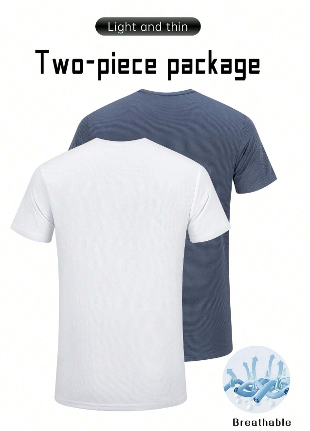 👕 Set de 2 Poleras Deportivas para Hombre – Blanco y Azul