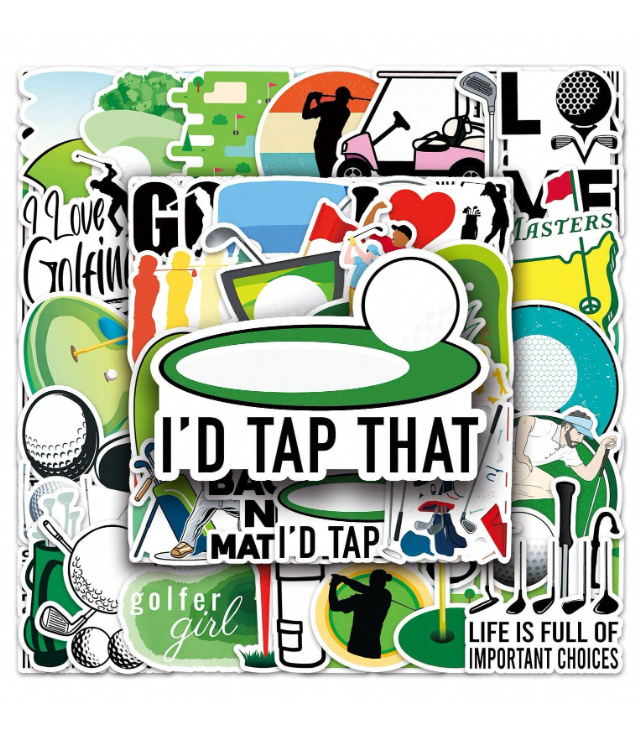 🏌️♂️ Pack de 10 Pegatinas Impermeables de Golf – Estilo Graffiti