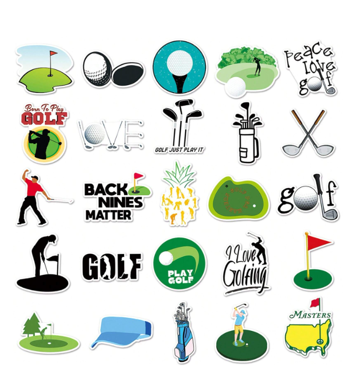 🏌️♂️ Pack de 10 Pegatinas Impermeables de Golf – Estilo Graffiti
