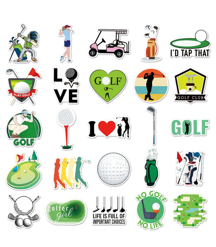 🏌️♂️ Pack de 10 Pegatinas Impermeables de Golf – Estilo Graffiti