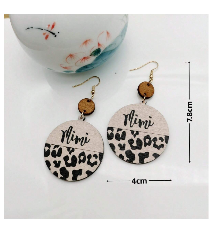 🌿 Aros de Madera "Mimi" con Estampado Animal Print – Estilo Original y Artesanal