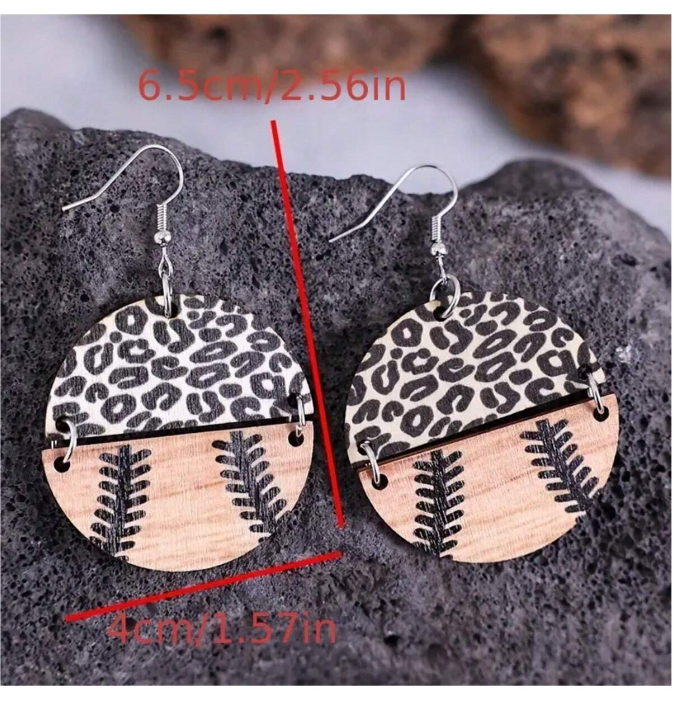 🐾 Aros Redondos Animal Print con Diseño Béisbol – Un Toque Divertido y Original