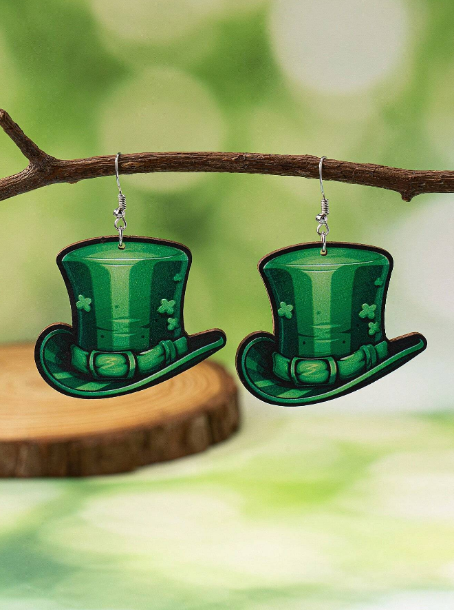 🎩 Aros Sombrero de Duende – Inspiración San Patricio