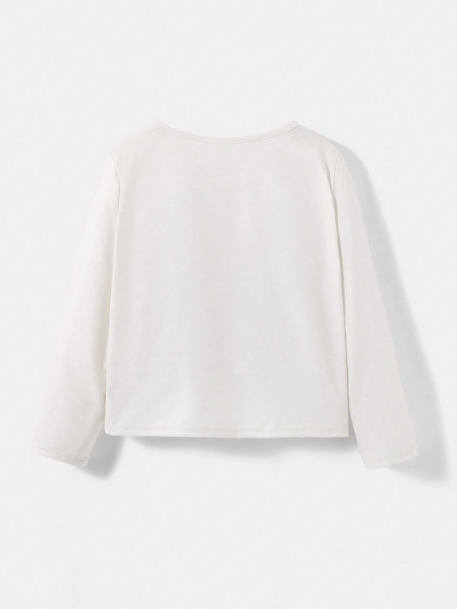 🐱 Polera Manga Larga Estampado Gatito - Blanco