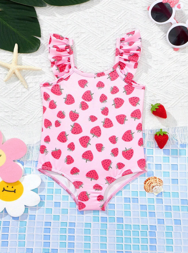 Bañador de Una Pieza con Estampado de Fresas