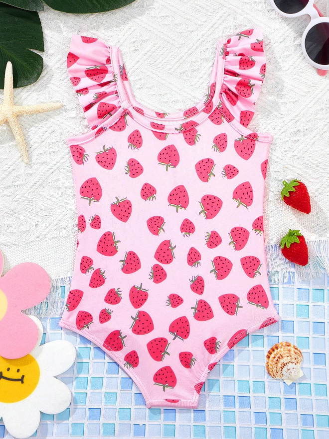Bañador de Una Pieza con Estampado de Fresas