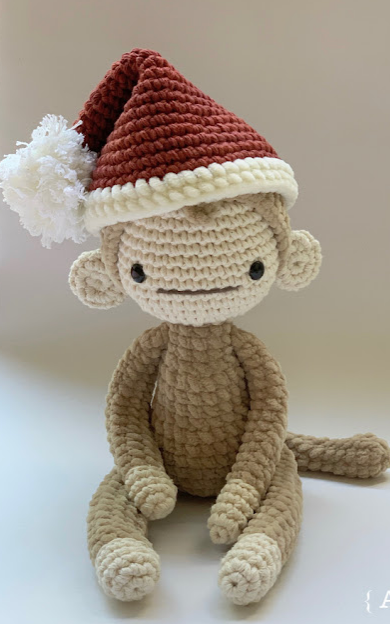 🎅🐒 Mono Navideño – Amigurumi de Peluche Suave Hecho a Mano