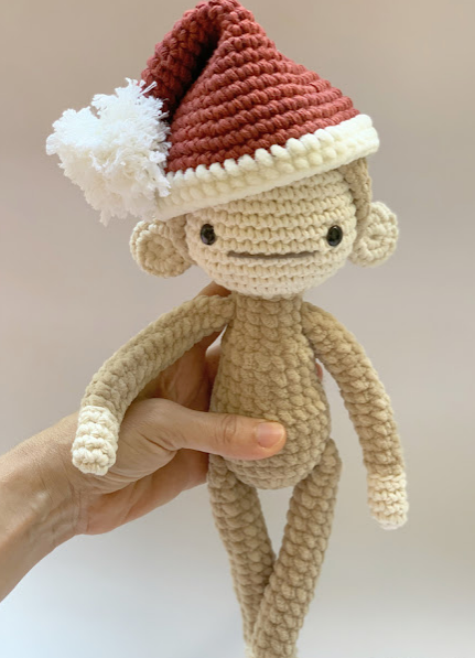 🎅🐒 Mono Navideño – Amigurumi de Peluche Suave Hecho a Mano
