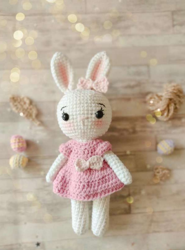 🎀 Conejita con Vestido Rosa – Amigurumi Hecho a Mano
