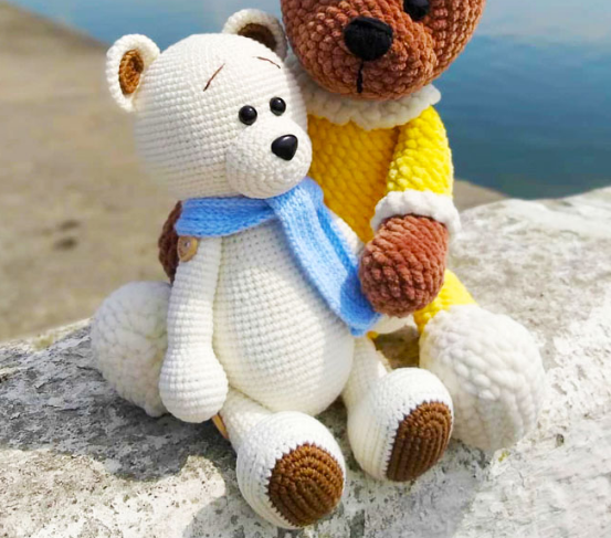 🐻🧣 Osito Polar con Bufanda – Amigurumi Hecho a Mano