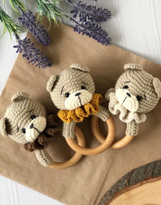 🐻🎀 Mordedor Oso – Amigurumi Hecho a Mano