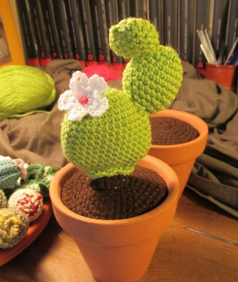 🌵 Cactus Verde con Flor Rosa – Amigurumi Hecho a Mano