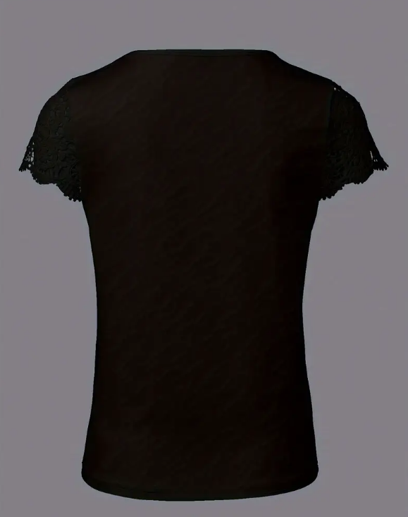 🖤 Blusa Cuello V con Mangas Encaje