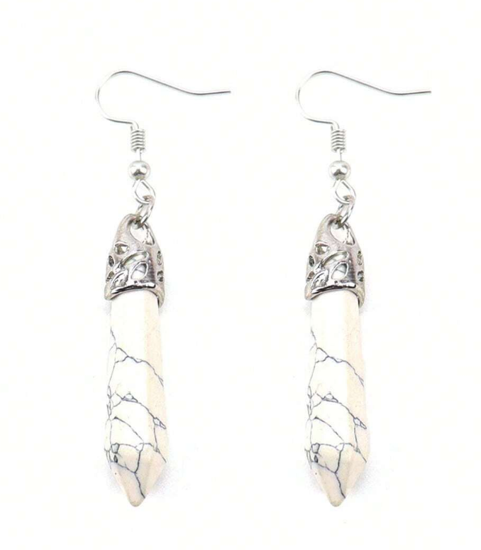 🔮 Pendientes Cristal – Punta Doble & Marco Plateado