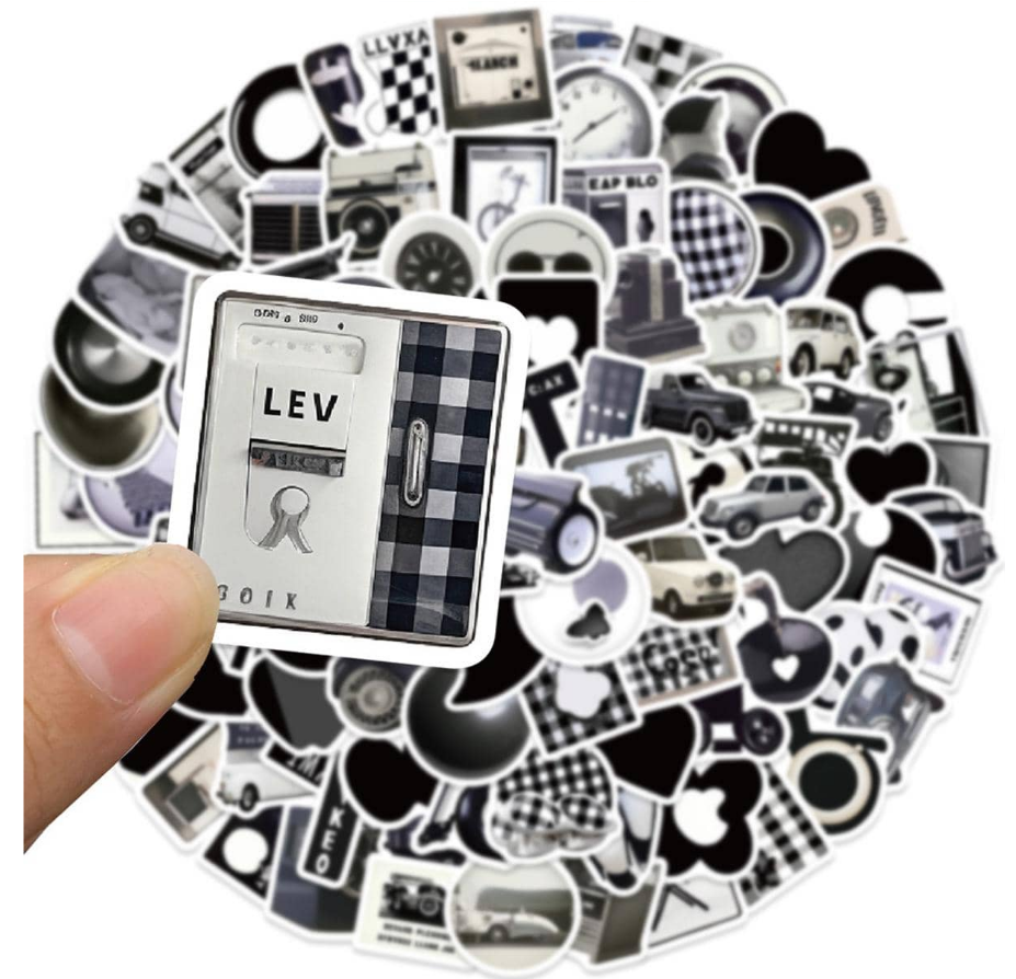 🖤 Stickers Blanco & Negro – Pack de 10 Unidades & Estilo Vintage